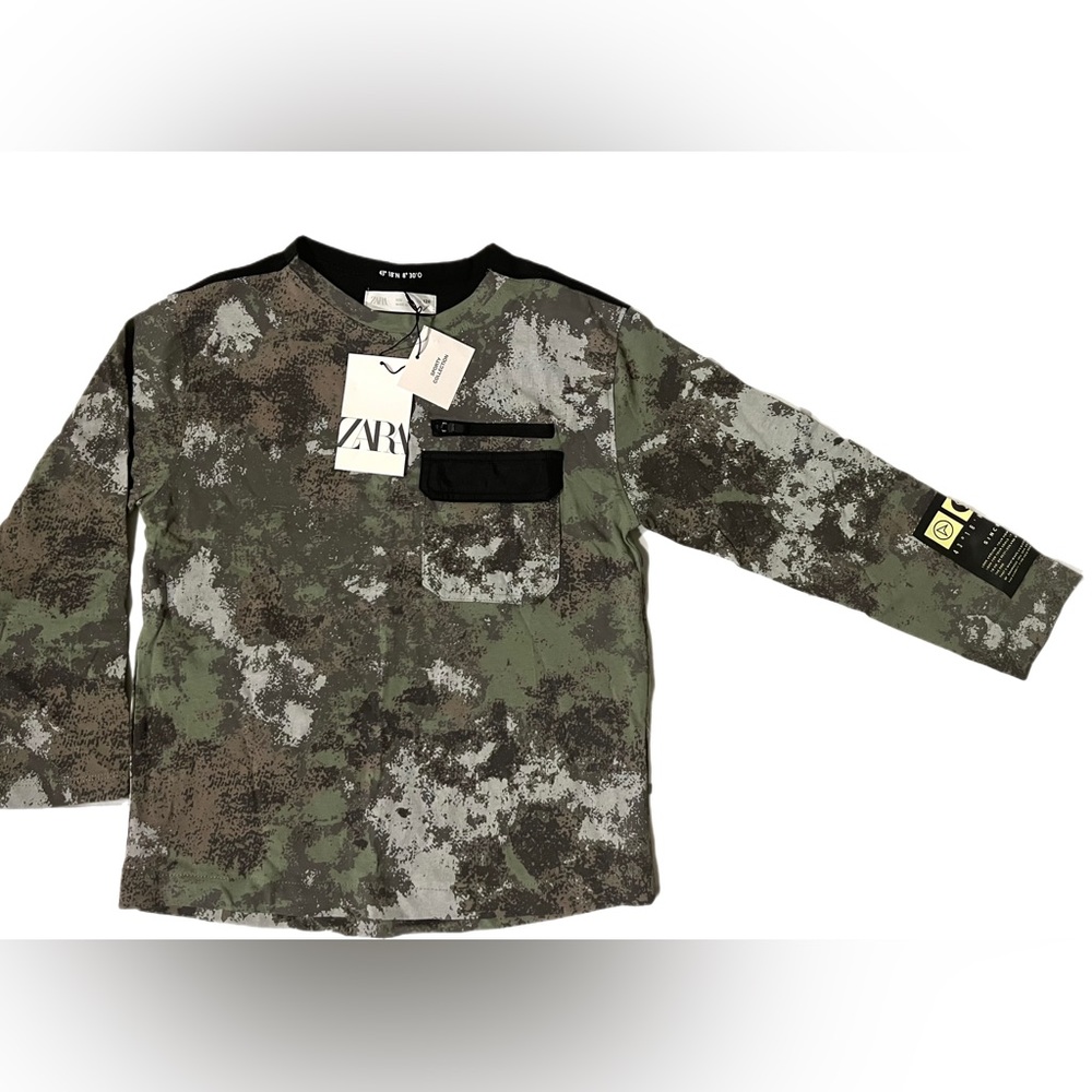 Zara boys size 8 printed long sleeve jersey tshirt with chest pocket